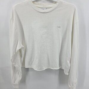 TNA White Cropped Long Sleeve T-Shirt – Size M – Aritzia Butterfly Logo Crop Top